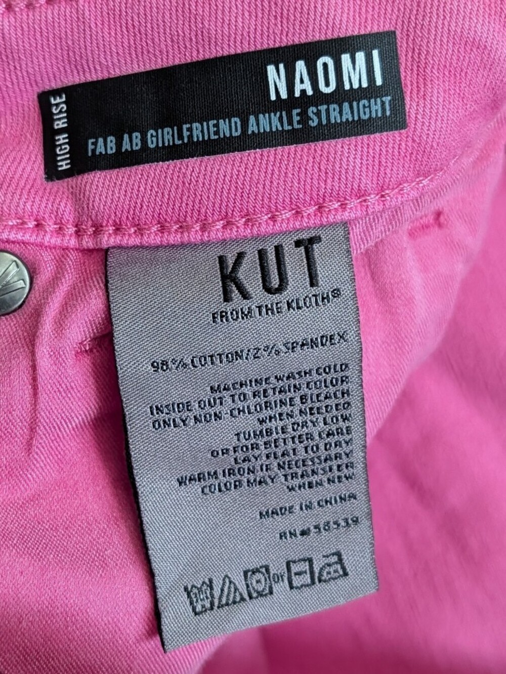 Kut From the Kloth Pink Naomi High Rise FAB AB Girlfriend Ankle Straight Jean 4L - Picture 6 of 15